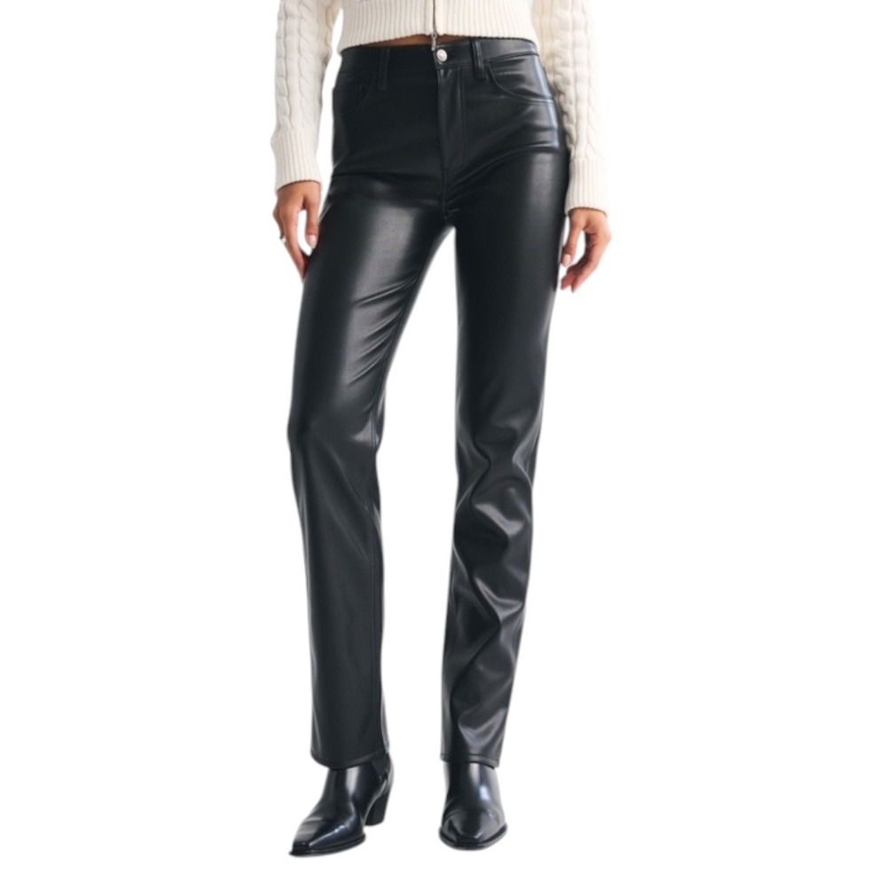 Abercrombie & Fitch The 90s Straight Ultra High Rise Vegan Leather Pants Size 27